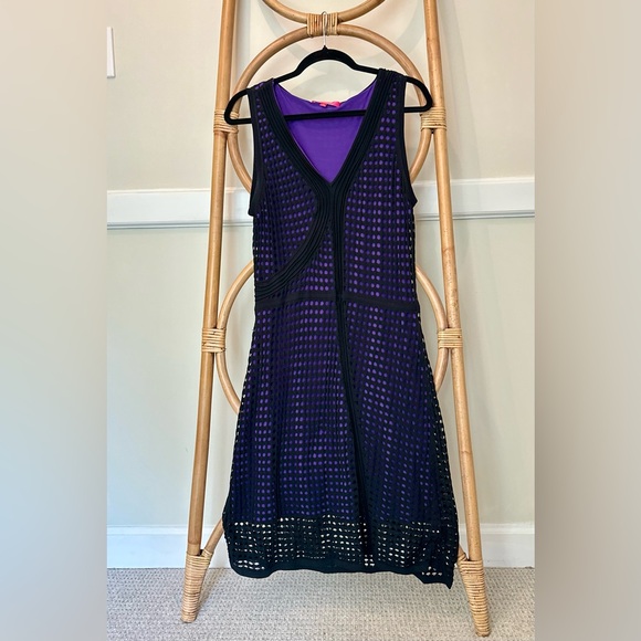 Black Overlay/Purple Viscose Inner Dress - Picture 1 of 3